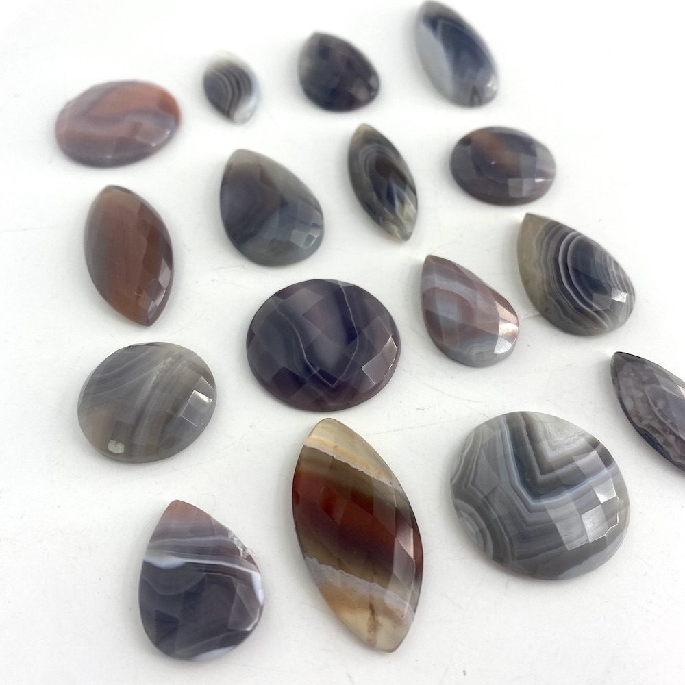 Botswana Agate Checker Cut Mixed Shape Cabochons Approx 20 - 25mm 3 Piece Pack - Image 4