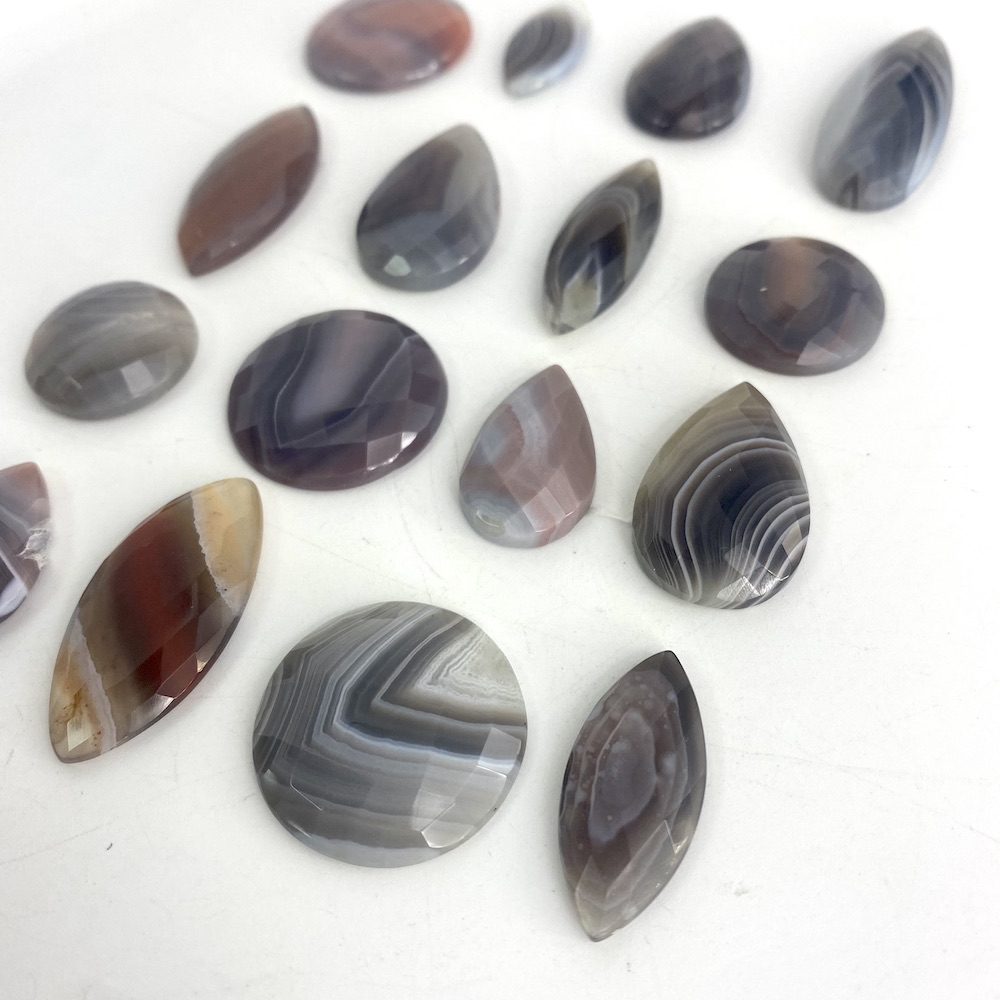 Botswana Agate Checker Cut Mixed Shape Cabochons Approx 20 - 25mm 3 Piece Pack - Image 6