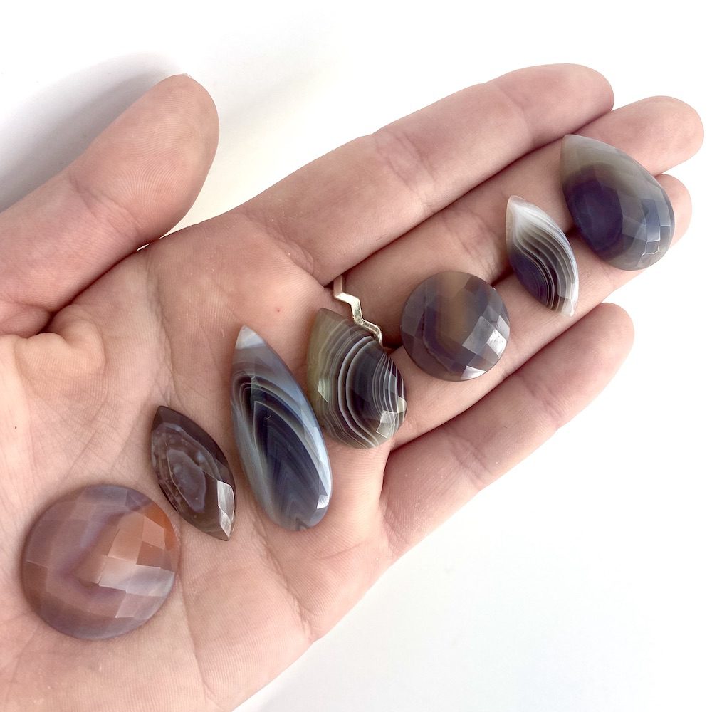 Botswana Agate Checker Cut Mixed Shape Cabochons Approx 20 - 25mm 3 Piece Pack - Image 2