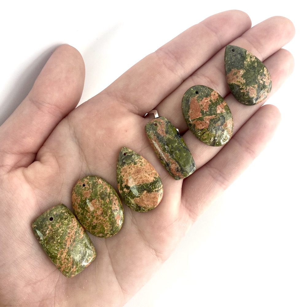 Unakite Mixed Shape Top Drilled Cabochons Approx 25 - 35mm with 0.8mm Drill Hole 2 Piece Pack - Image 6