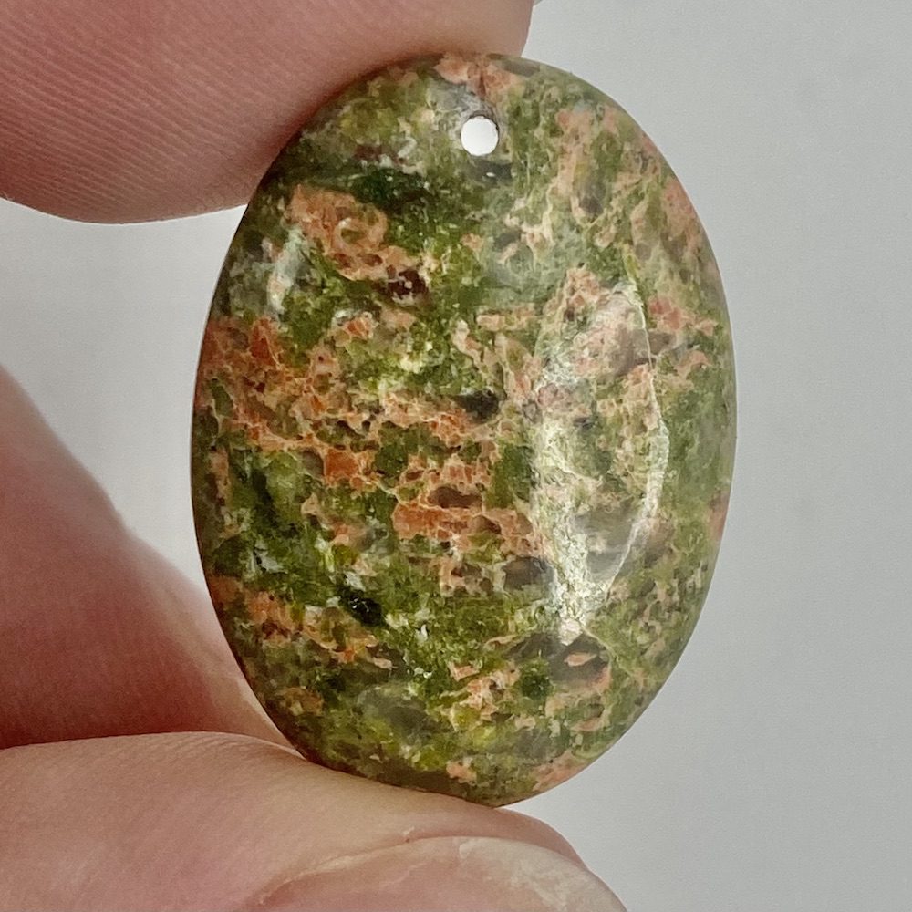 Unakite Mixed Shape Top Drilled Cabochons Approx 20 - 30mm with 0.8mm Drill Hole 3 Piece Pack - Image 5