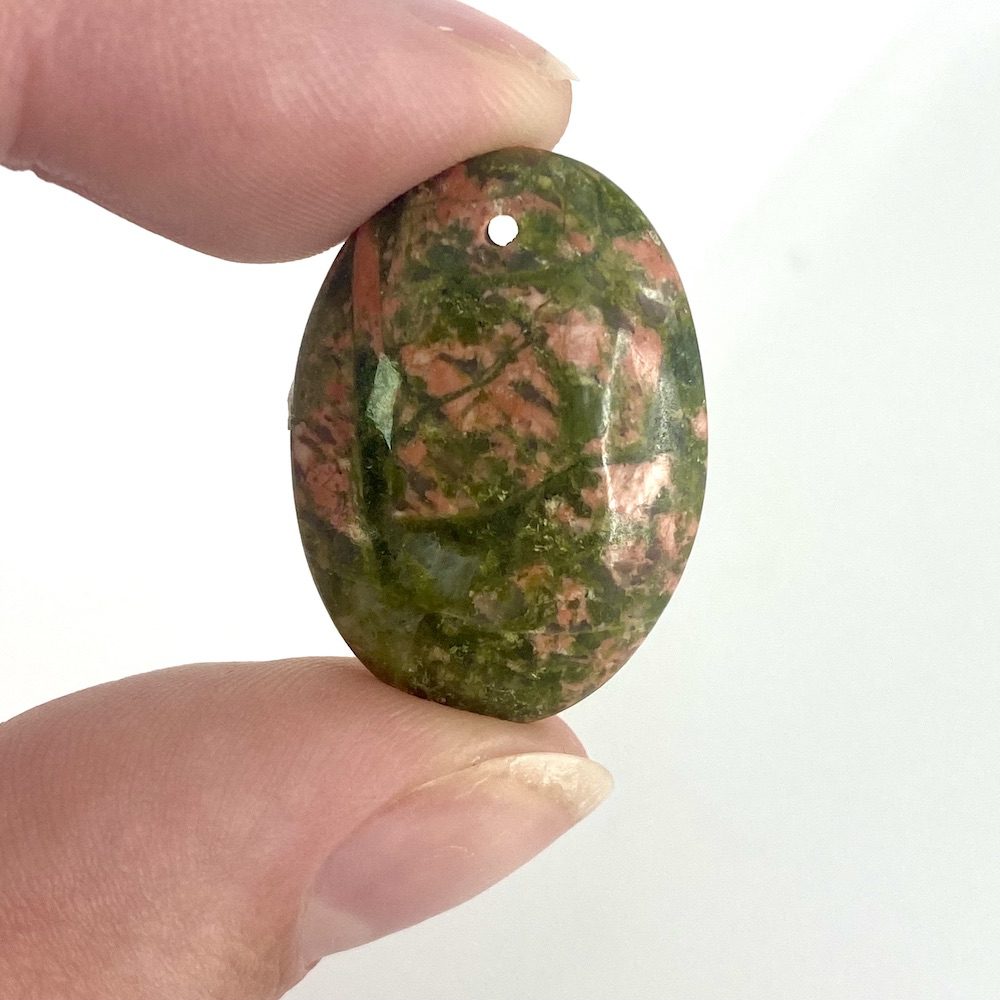 Unakite Mixed Shape Top Drilled Cabochons Approx 20 - 30mm with 0.8mm Drill Hole 3 Piece Pack - Image 10