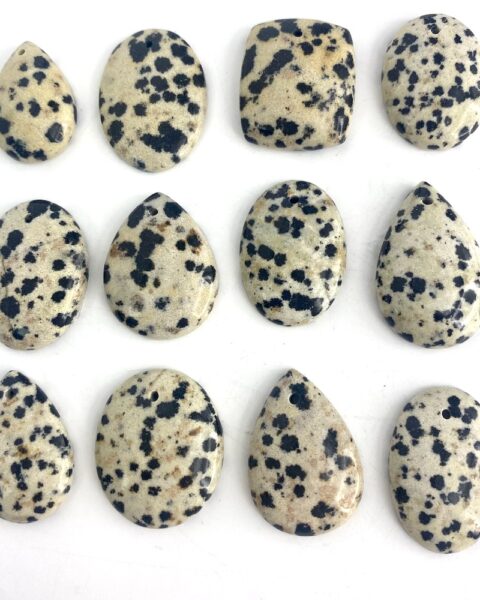 Dalmatian Jasper Mixed Shape Top Drilled Cabochons Approx 20 - 25mm with 0.8mm Drill Hole 4 Piece Pack