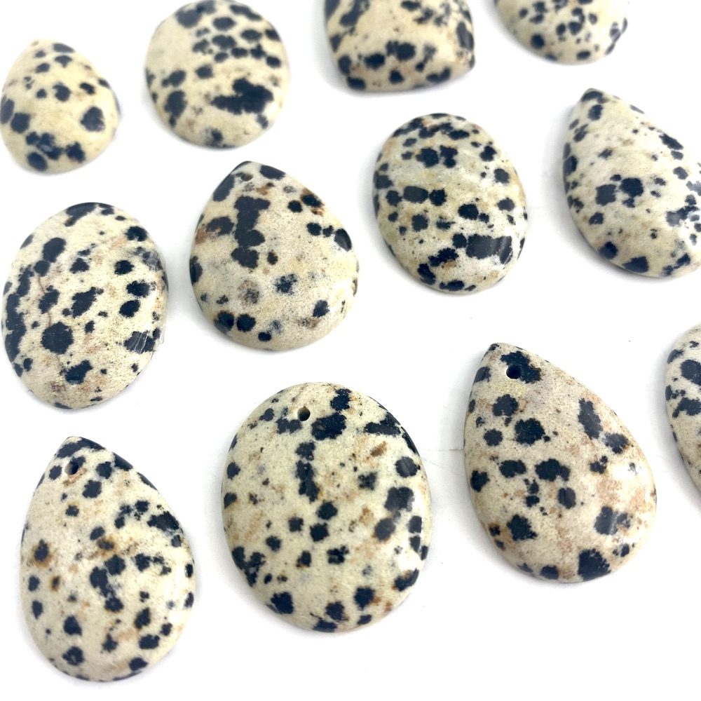 Dalmatian Jasper Mixed Shape Top Drilled Cabochons Approx 20 - 25mm with 0.8mm Drill Hole 4 Piece Pack - Image 4