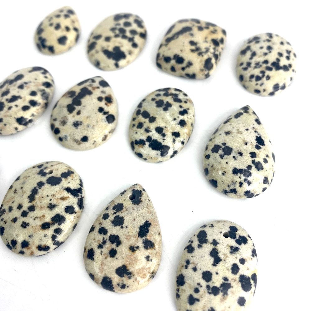 Dalmatian Jasper Mixed Shape Top Drilled Cabochons Approx 20 - 25mm with 0.8mm Drill Hole 4 Piece Pack - Image 3
