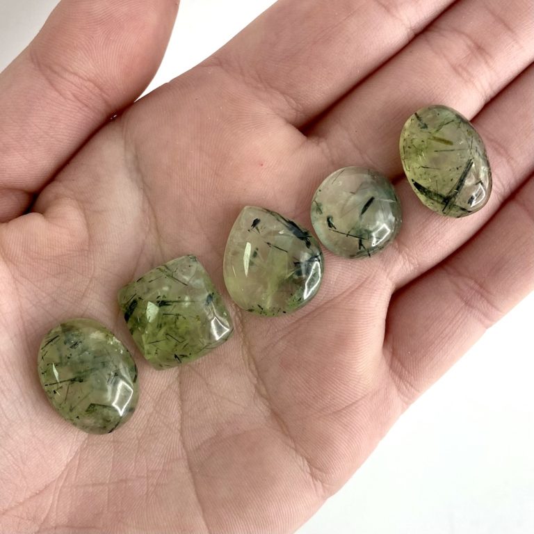 Prehnite Mixed Shape Cabochons Approx 15 - 25mm 5 Piece Pack - Image 3