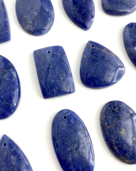 Sodalite Mixed Shape Top Drilled Cabochons Approx 30 - 40mm with 0.8mm Drill Hole 2 Piece Pack