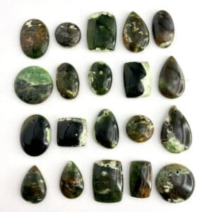 Chrome Chalcedony Mixed Shape Top Drilled Cabochons Approx 20 - 25mm with 0.8mm Drill Hole 5 Piece Pack