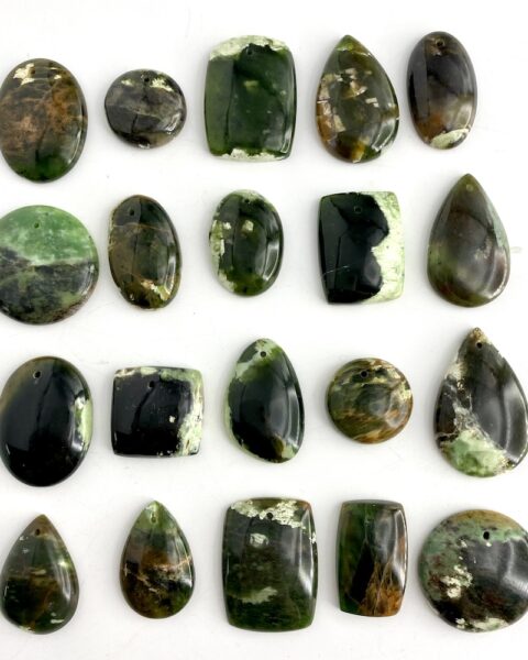 Chrome Chalcedony Mixed Shape Top Drilled Cabochons Approx 20 - 25mm with 0.8mm Drill Hole 5 Piece Pack