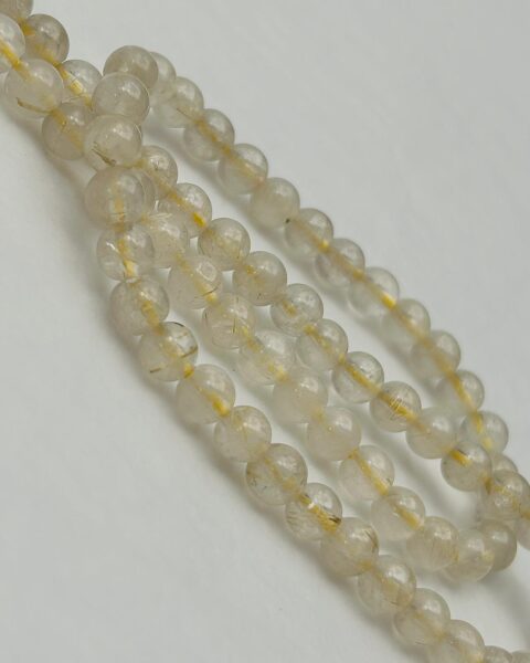 Golden Rutilated Quartz Smooth Rounds Approx 5mm Beads 38cm Strand