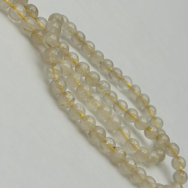 Golden Rutilated Quartz Smooth Rounds Approx 5mm Beads 38cm Strand