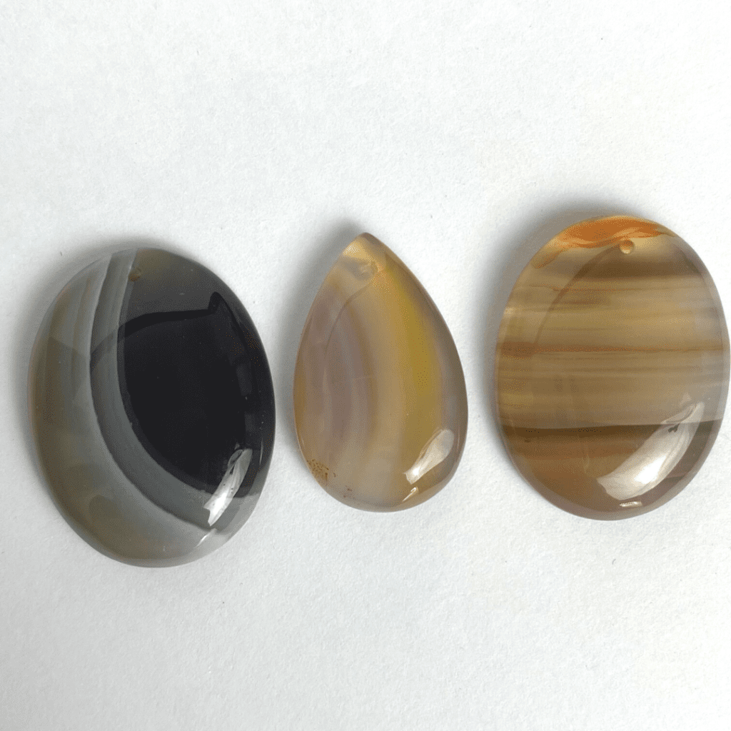 Botswana Agate Mixed Size & Shape Top Drilled Cabochons Approx 25 - 30mm with 0.8mm Drill Hole 3 Piece Pack