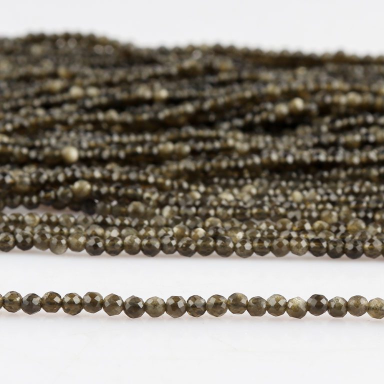 Golden Obsidian Micro Faceted Rounds Beads Approx 2mm 32cm Strand - Image 4