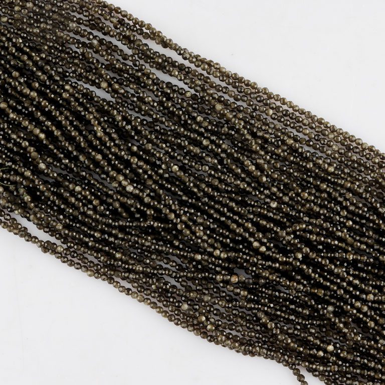 Golden Obsidian Micro Faceted Rounds Beads Approx 2mm 32cm Strand - Image 3