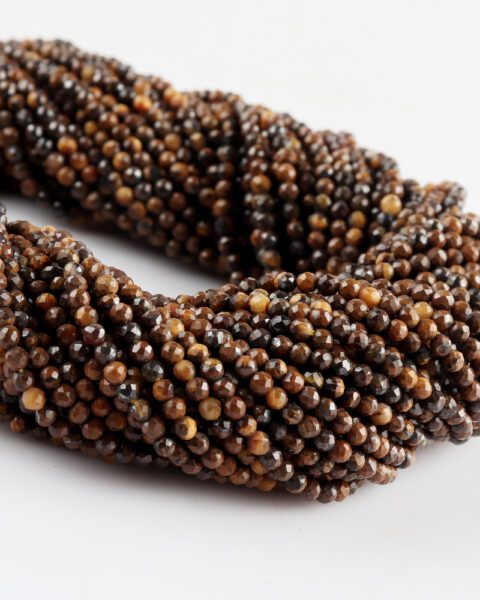 Tigers Eye Micro Faceted Rounds Beads Approx 2mm 32cm Strand