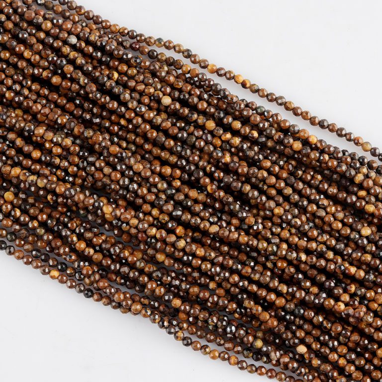 Tigers Eye Micro Faceted Rounds Beads Approx 2mm 32cm Strand - Image 2