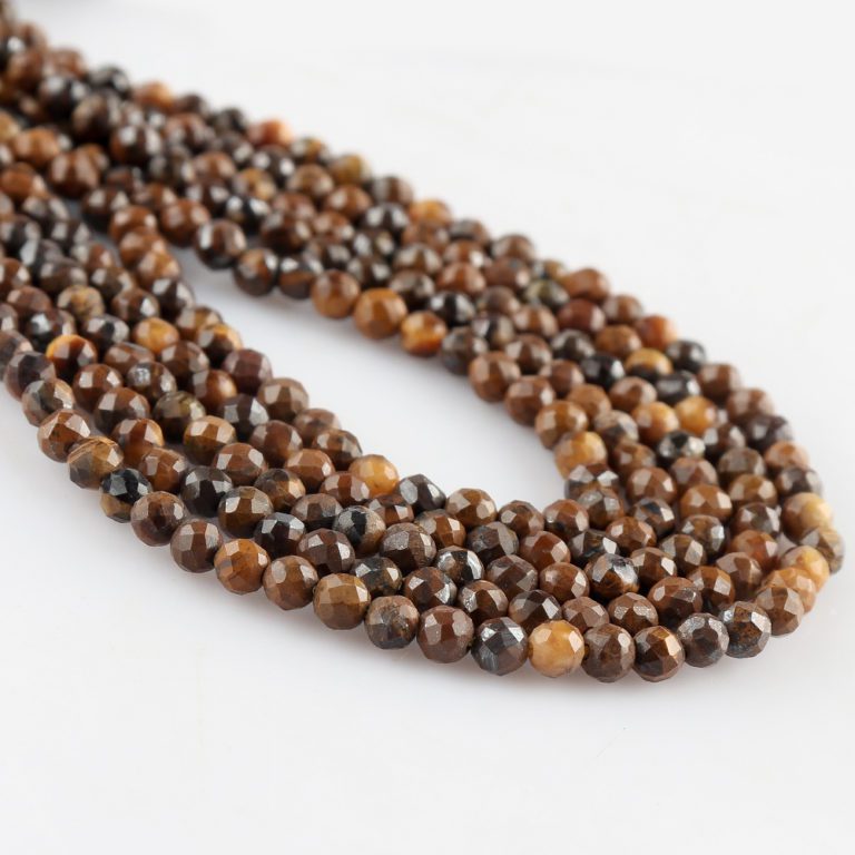 Tigers Eye Micro Faceted Rounds Beads Approx 2mm 32cm Strand - Image 3