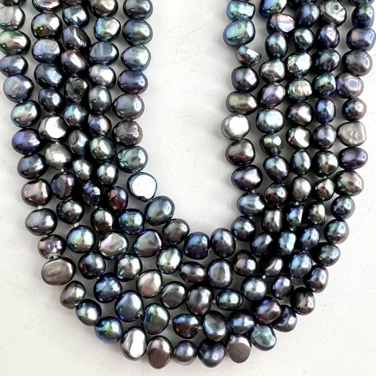 Freshwater Cultured Peacock (Dyed) Pearl Nuggets Approx 4 - 5mm 36cm String - Image 3