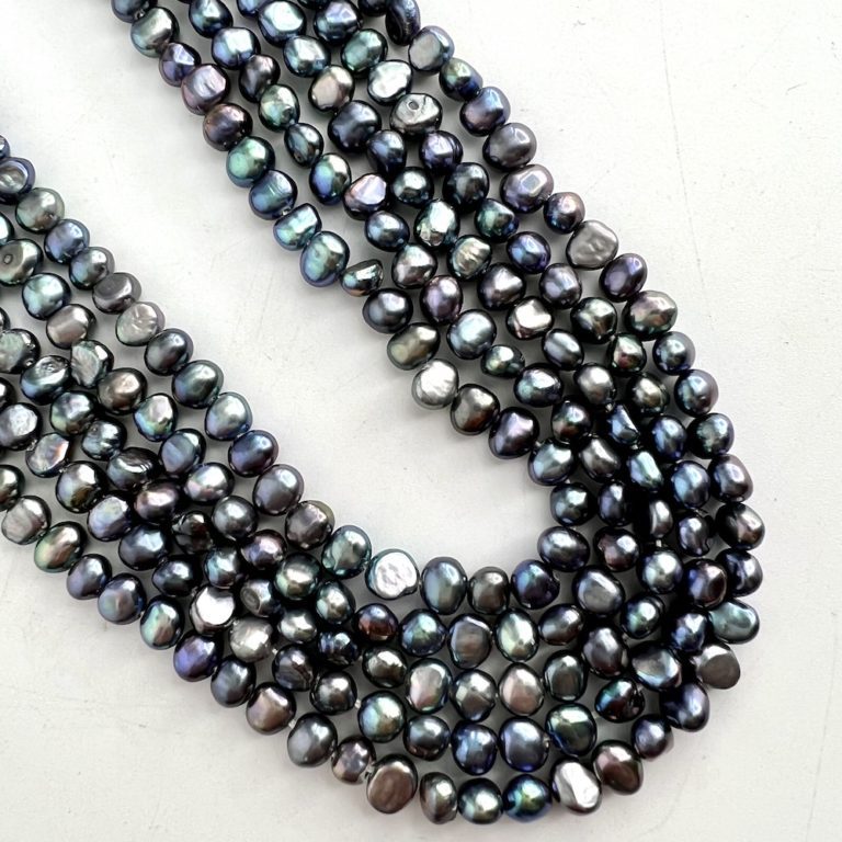 Freshwater Cultured Peacock (Dyed) Pearl Nuggets Approx 4 - 5mm 36cm String - Image 4