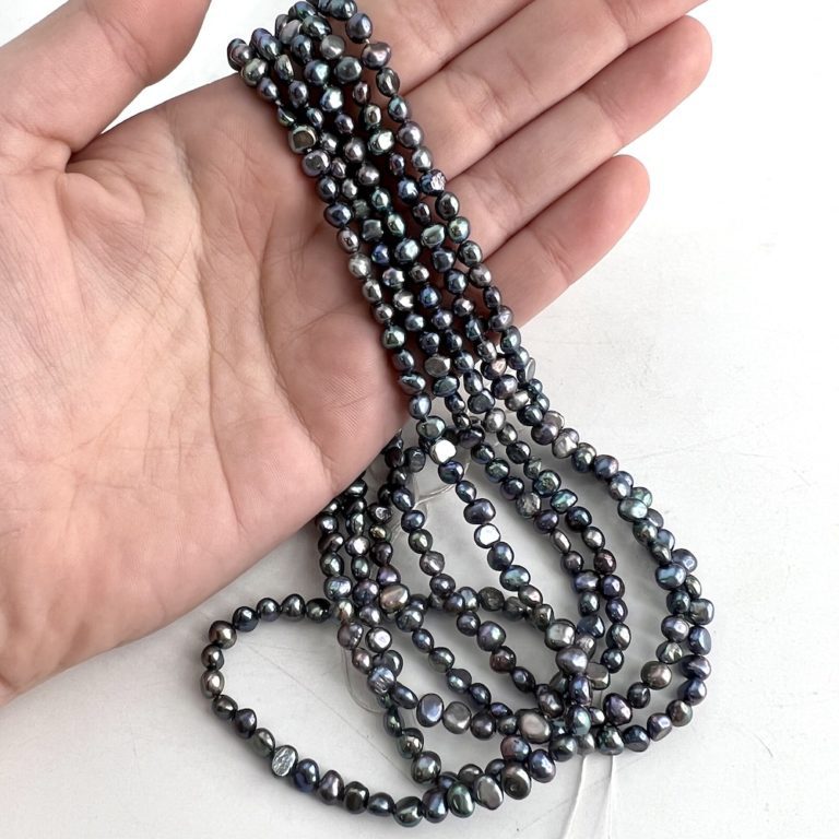 Freshwater Cultured Peacock (Dyed) Pearl Nuggets Approx 4 - 5mm 36cm String - Image 5