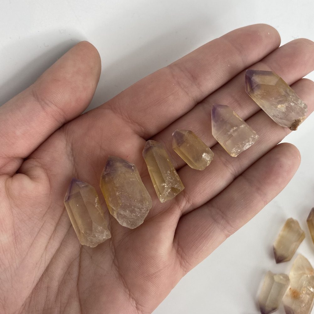 Golden Healer Quartz with Amethyst Phantom Rough Point Approx 15 - 35 x 10 - 15mm - Image 2