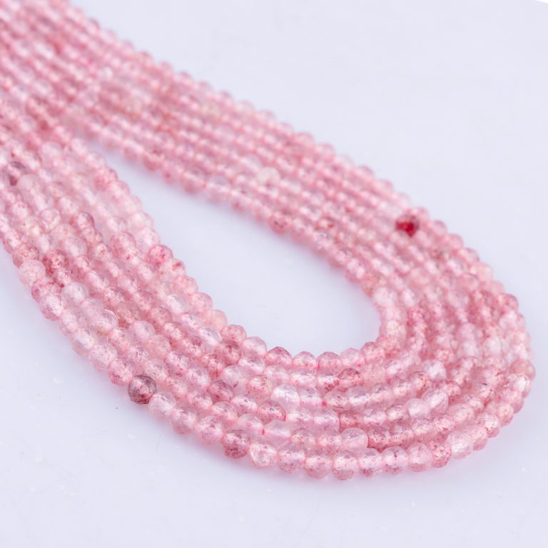 Strawberry Quartz Micro Faceted Rounds Beads Approx 2mm 32cm Strand - Image 3