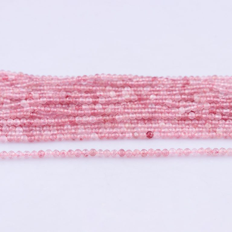 Strawberry Quartz Micro Faceted Rounds Beads Approx 2mm 32cm Strand - Image 2