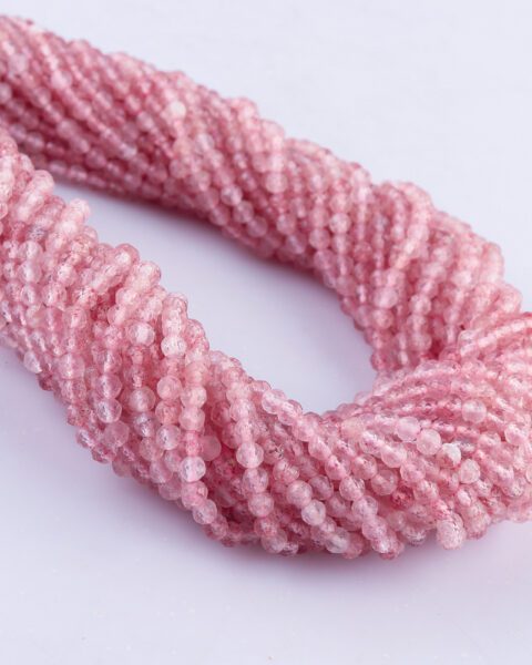 Strawberry Quartz Micro Faceted Rounds Beads Approx 2mm 32cm Strand