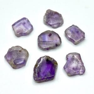 Amethyst Hexagon Slices Approx 15mm Drill Hole 0.6mm 5 Piece Pack