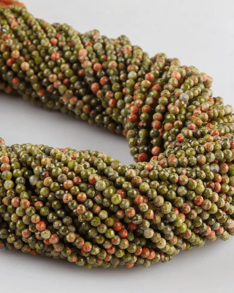 Unakite Micro Faceted Rounds Beads Approx 2mm 32cm Strand