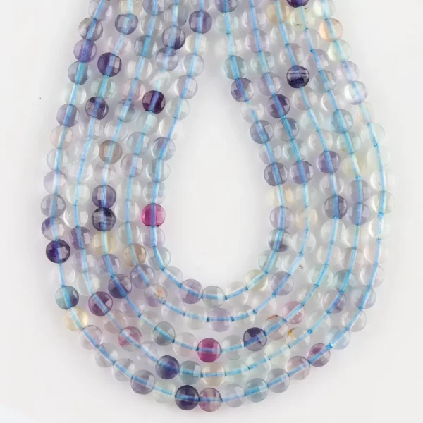 Multi Fluorite Micro Faceted Coin Beads Approx 4mm 32cm Strand - Image 4