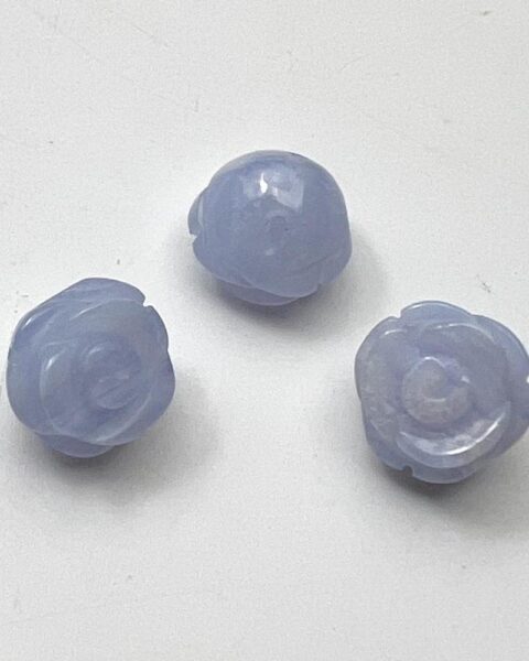Blue Lace Agate Carved Flower Side Drilled Beads Approx 12mm 3pcs