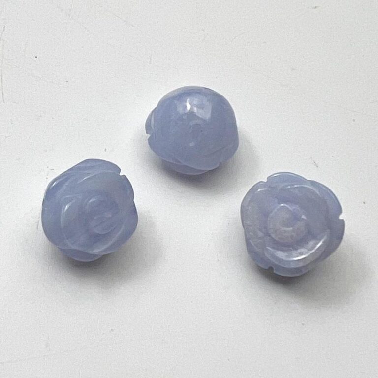 Blue Lace Agate Carved Flower Side Drilled Beads Approx 12mm 3pcs