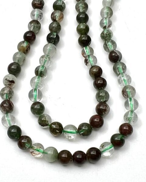 Green Phantom Quartz Smooth Round Approx 4mm Beads 38cm Strand