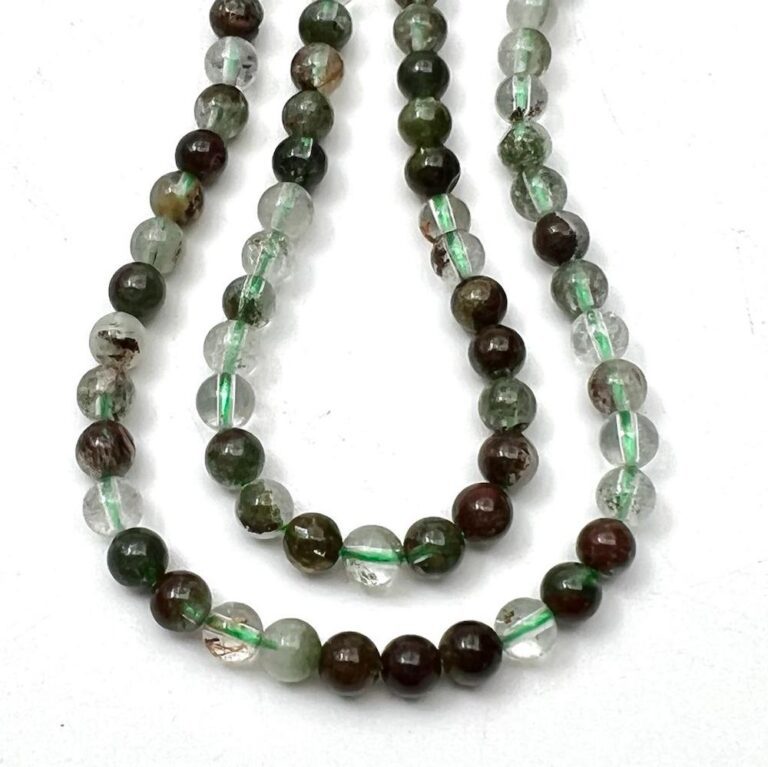 Green Phantom Quartz Smooth Round Approx 4mm Beads 38cm Strand