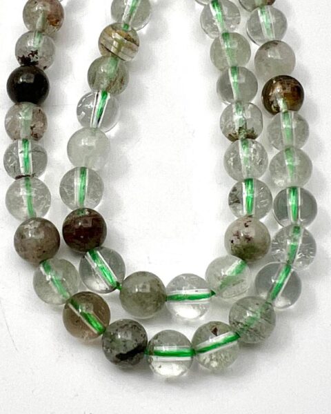 Green Phantom Quartz Smooth Round Approx 6mm Beads 38cm Strand