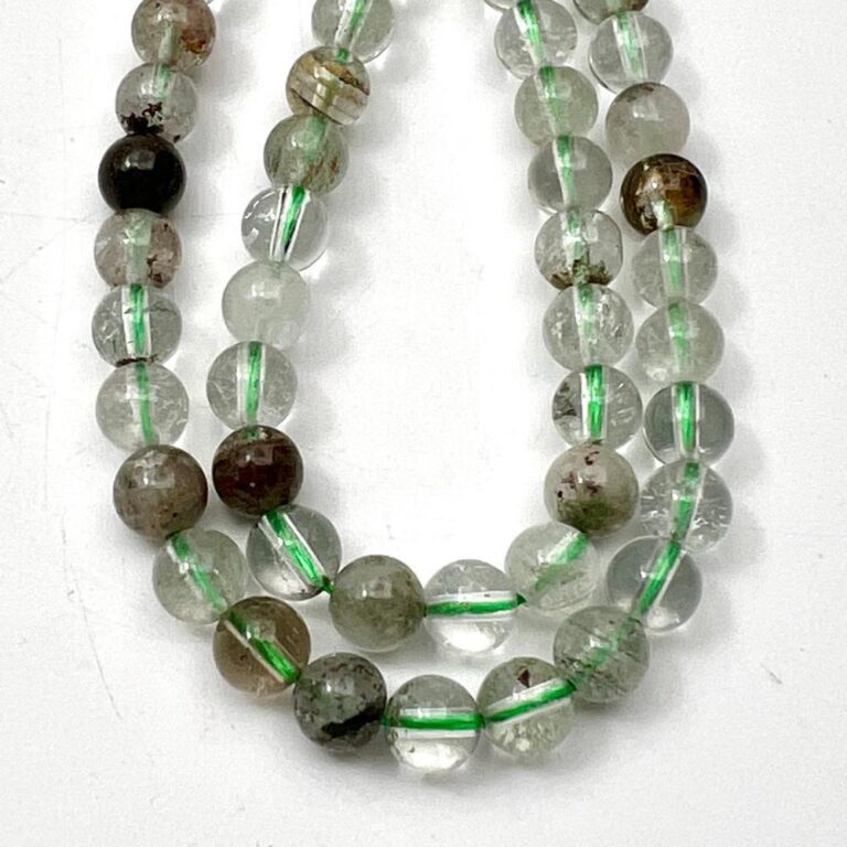 Green Phantom Quartz Smooth Round Approx 6mm Beads 38cm Strand