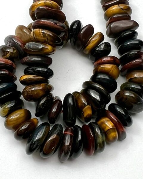 Mixed Tigers Eye Irregular Slices Approx 8 - 12mm 38cm Strand