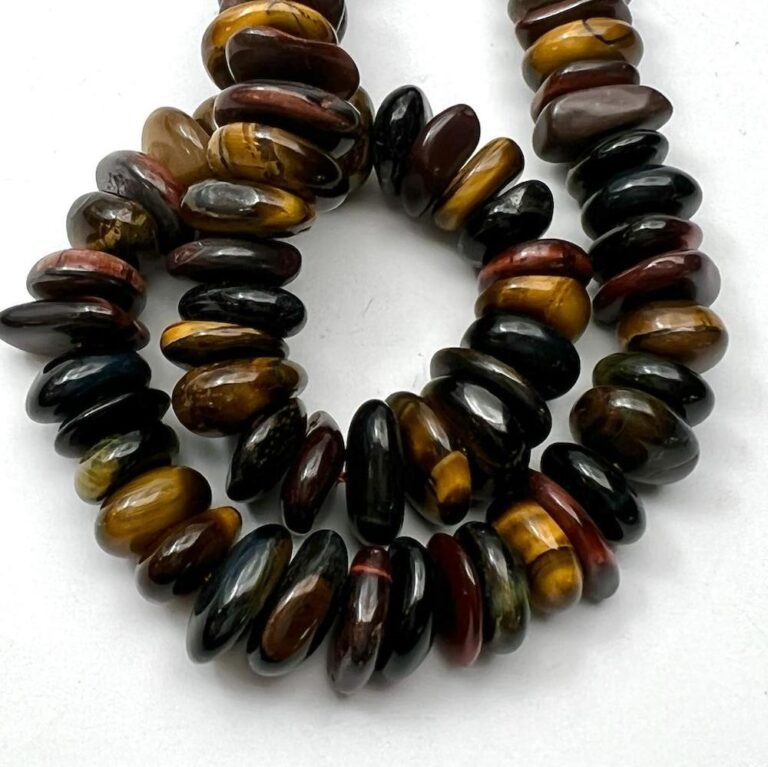 Mixed Tigers Eye Irregular Slices Approx 8 - 12mm 38cm Strand