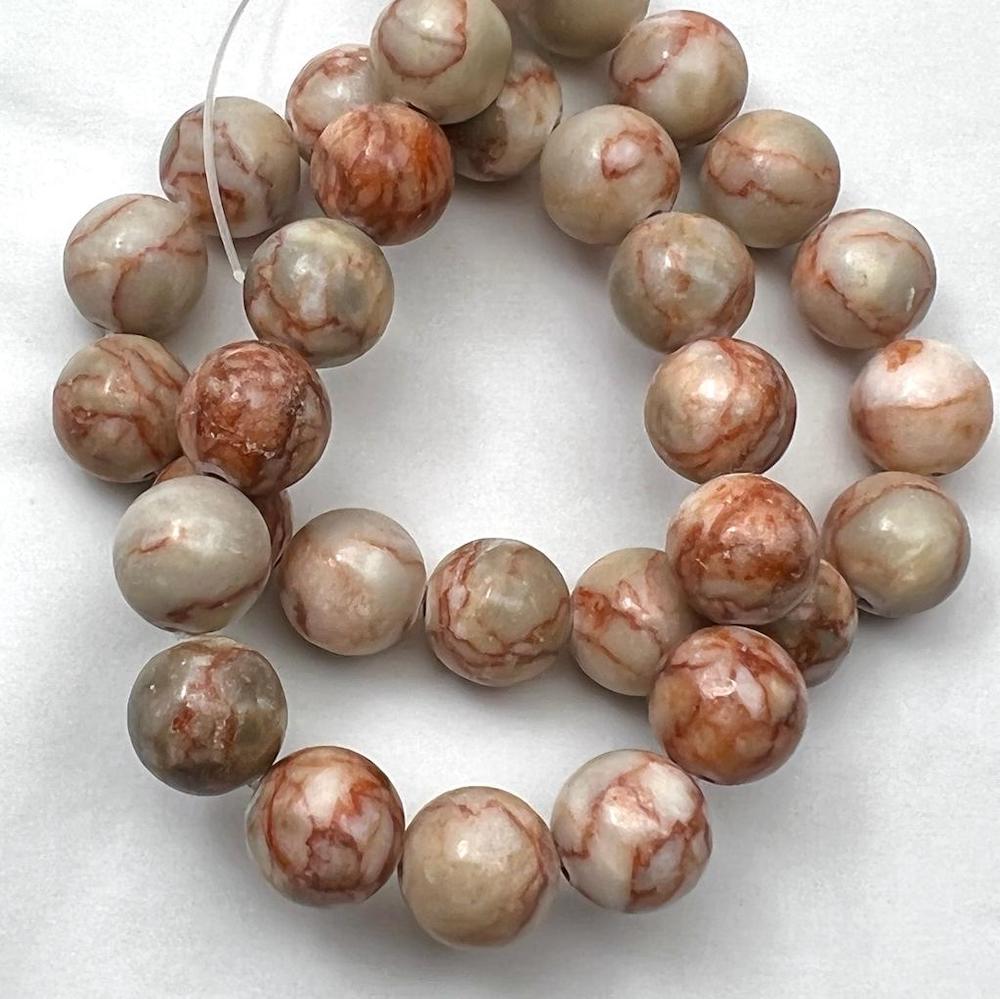 Red Veined Jasper Smooth Round Approx 12mm Beads Approx 38cm Strand