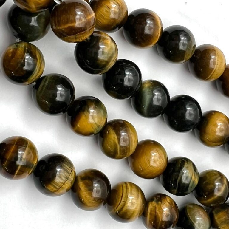 Yellow & Blue Tigers Eye Smooth Round Approx 10mm Beads Approx 38cm Strand