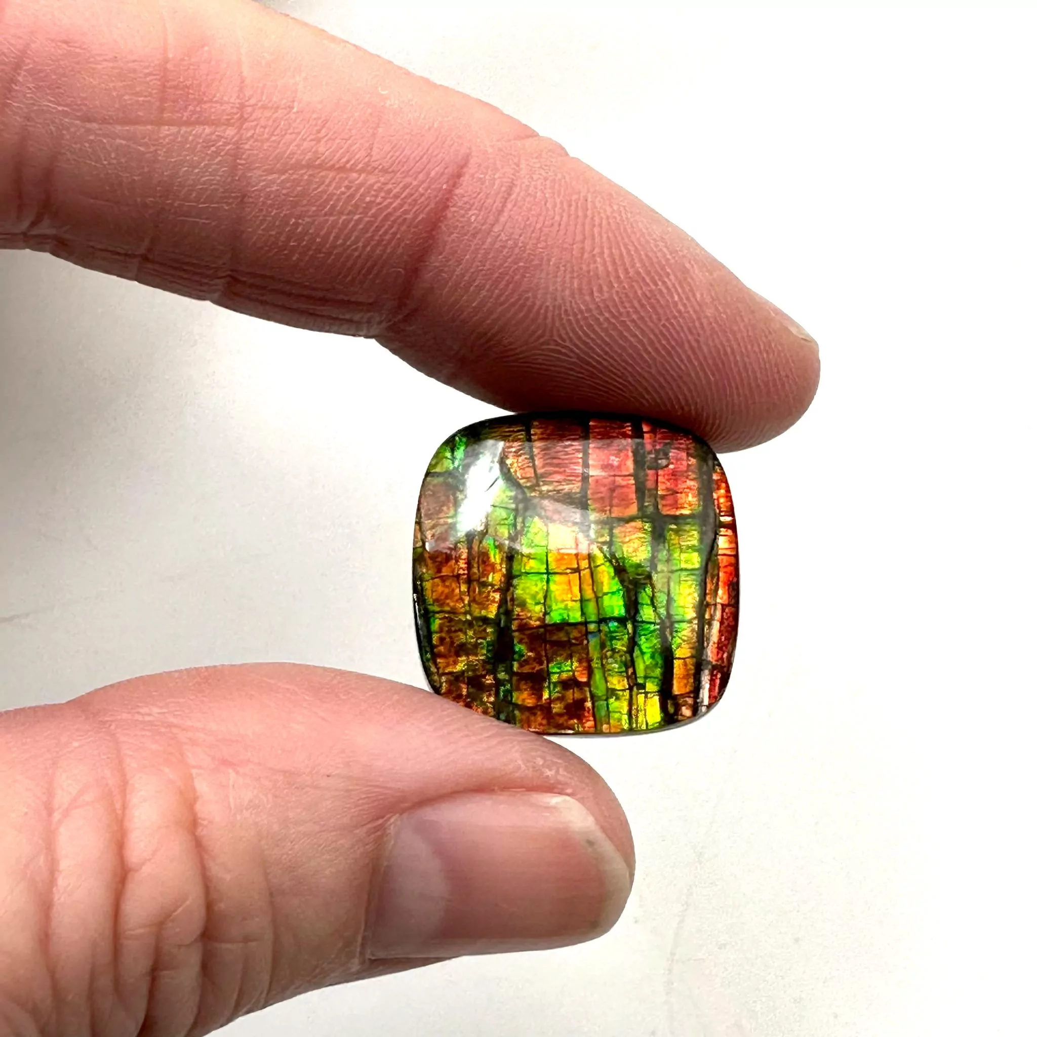 Ammolite Rounded Square Shaped Cabochon Doublet Approx 18mm - Image 2