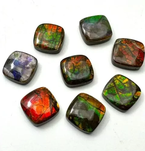 Ammolite Rounded Square Shaped Cabochon Doublet Approx 18mm