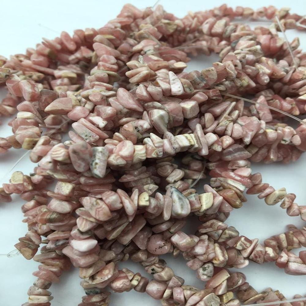 Rhodochrosite Chip Beads Approx 5-10mm Approx 40cm Strand 3pcs
