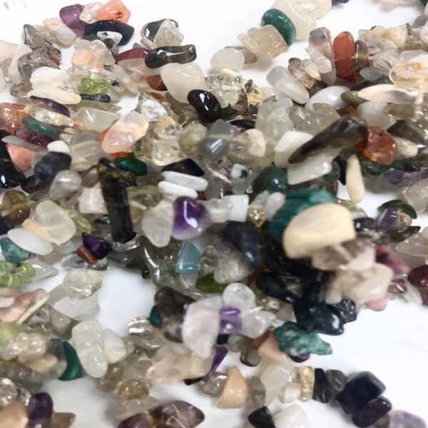 Mixed Gemstone Chips 80cm Strand Approx 4 x 2mm with 0.6mm Drill Hole