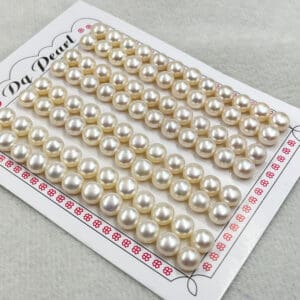 Fresh Water Cultured Light Cream Button Pearls Approx 7mm 2pcs