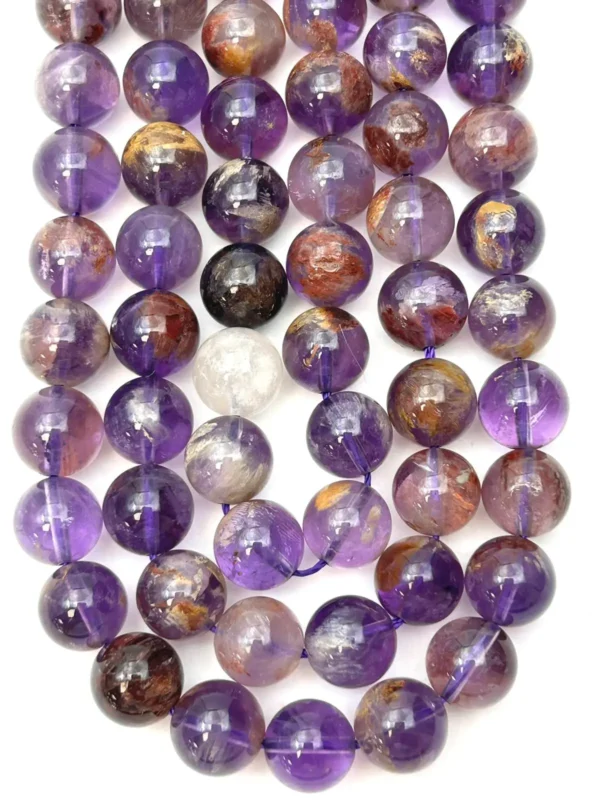 Amethyst Phantom Quartz Smooth Rounds 10mm 38cm Strand