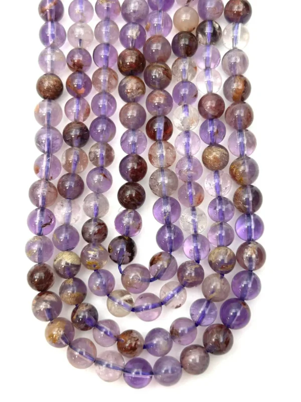 Amethyst Phantom Quartz Smooth Rounds 6mm 38cm Strand