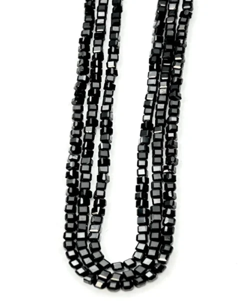 Black Spinel Cubes Approx 2mm 38cm Strand