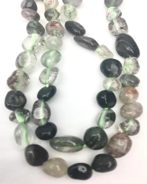 Green Phantom Quartz Nugget Beads Approx 5 - 7mm 38cm Strand